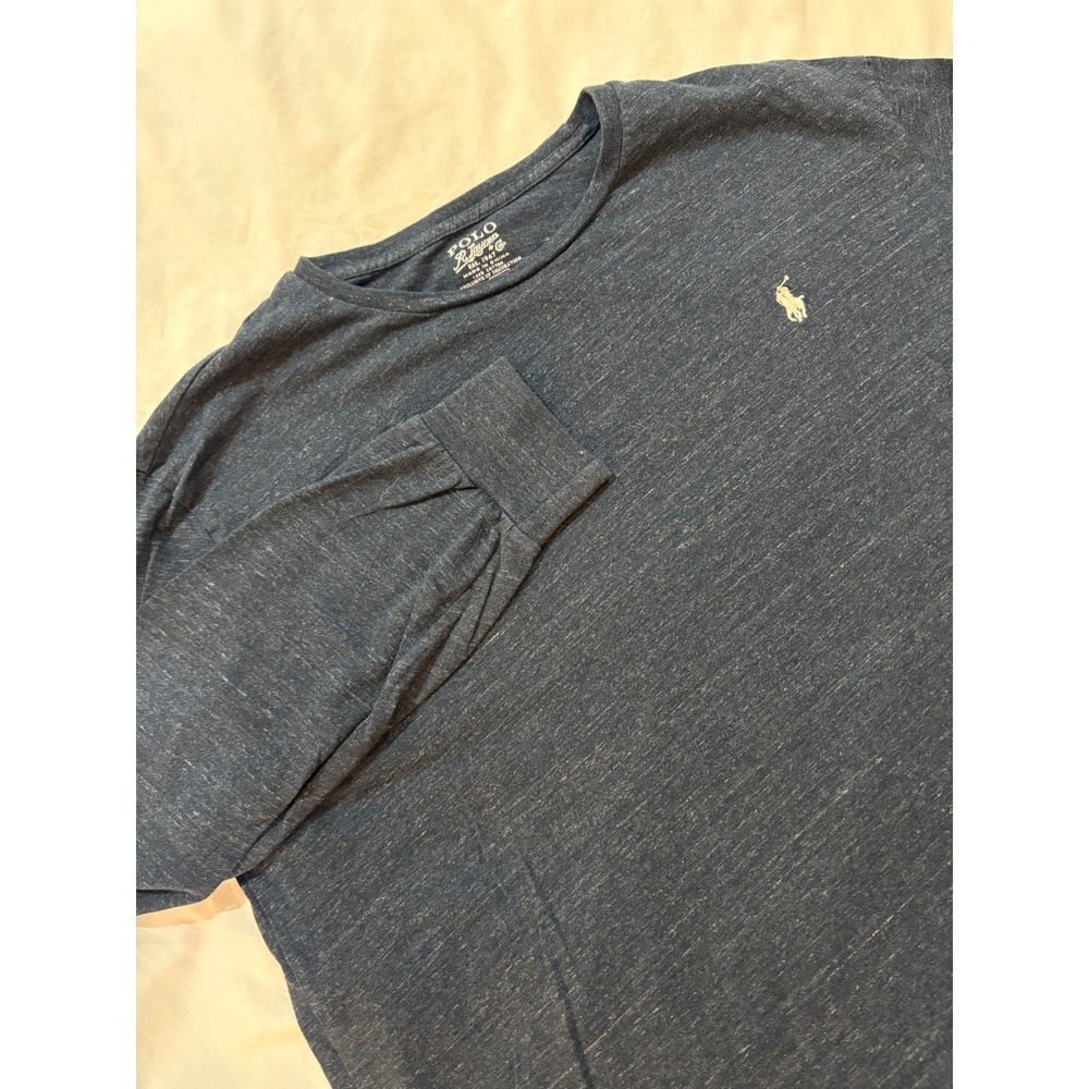 Polo‎ Ralph Lauren Long Sleeve T Shirt Crew Neck Heathered Blue Size L